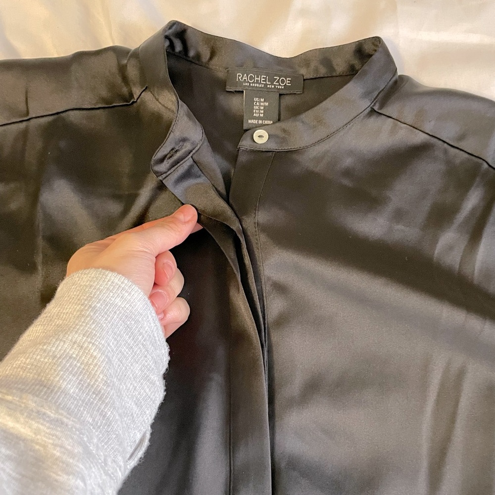 Rachel Zoe satin button up blouse
